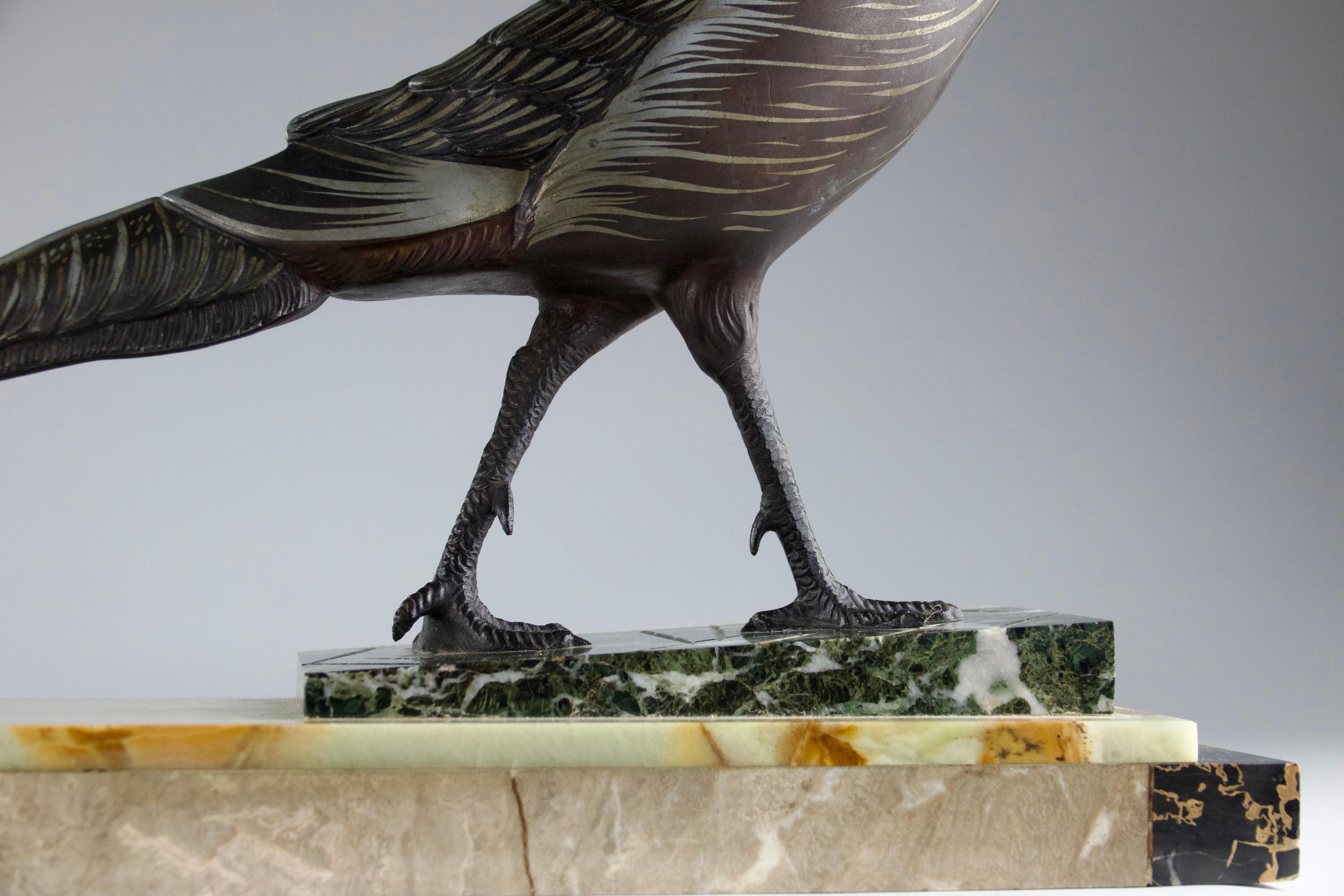 Art Deco Pheasant Sculpture, French, 1930s For Sale 8