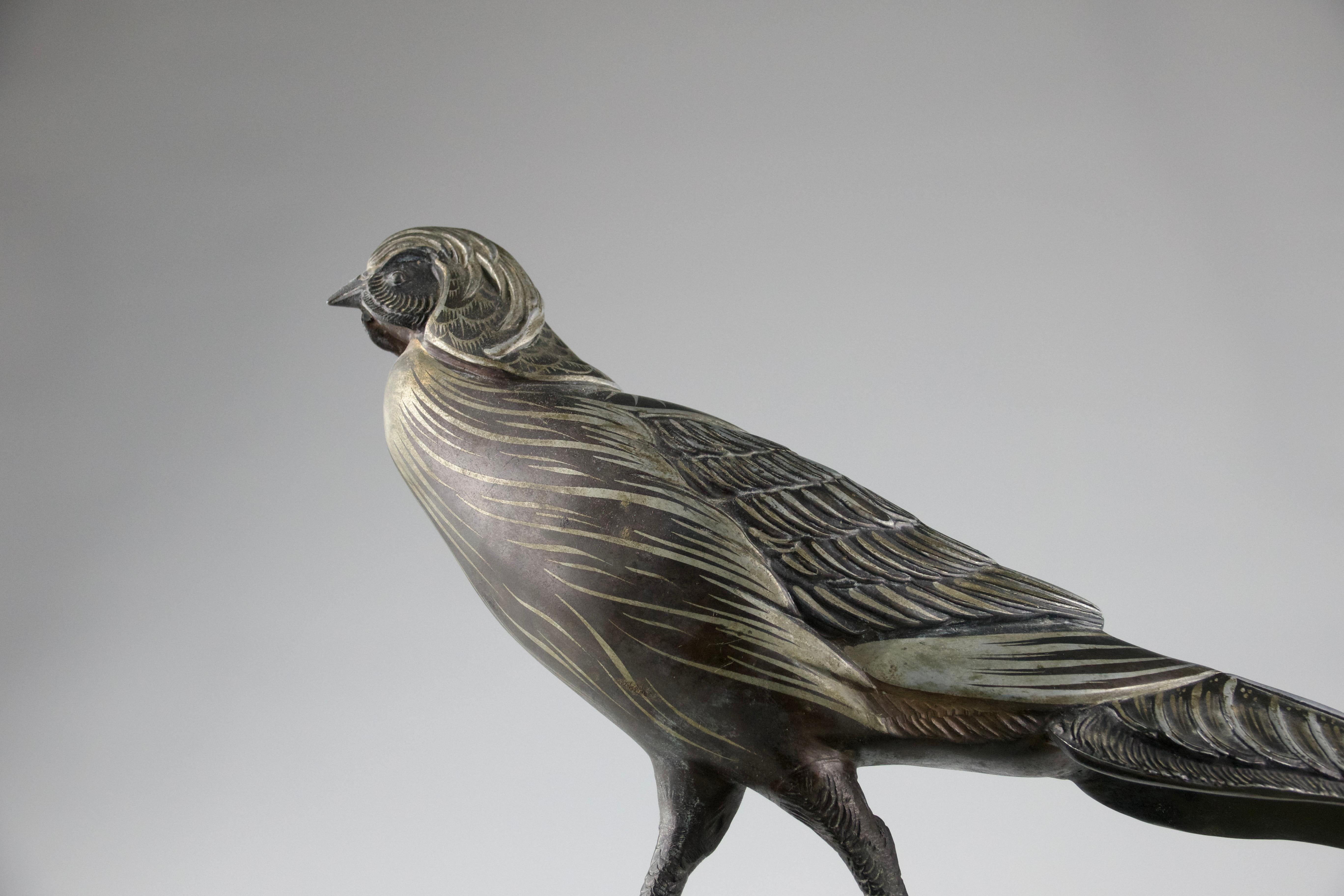 Art Deco Pheasant Sculpture, French, 1930s In Good Condition In PARIS, FR