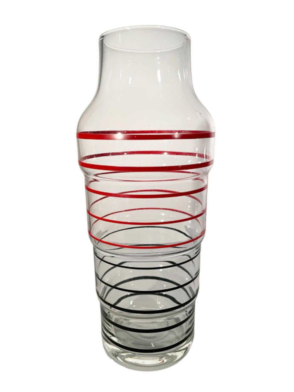 American Art Deco Philco Radio Bar Type Cocktail Shaker W/ Red and Black Line Decoration For Sale