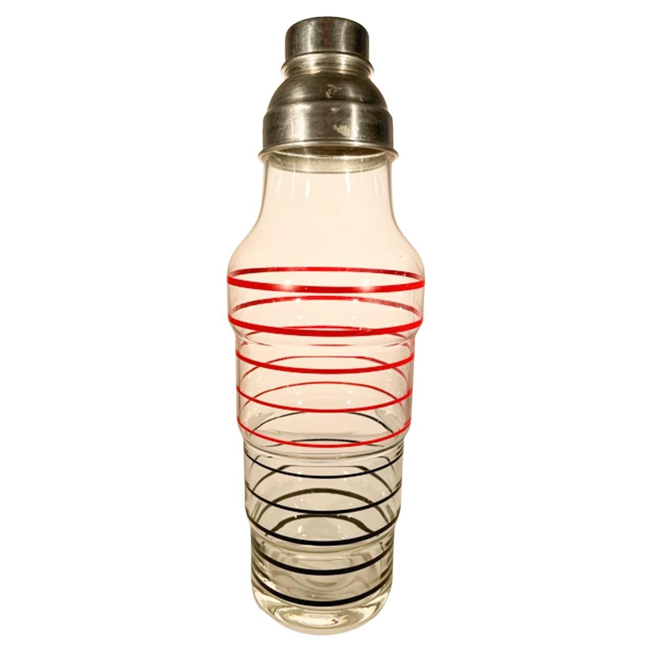 Art Deco Philco Radio Bar Type Cocktail Shaker W/ Red and Black Line Decoration For Sale