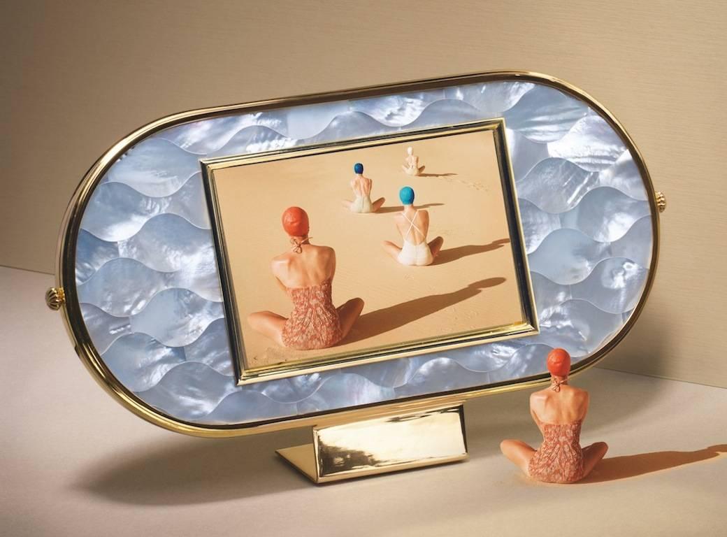 Marco de fotos Art Déco en  Mosaico de plata y nácar , Sabiduría en Bueno estado para la venta en Sarezzo, IT