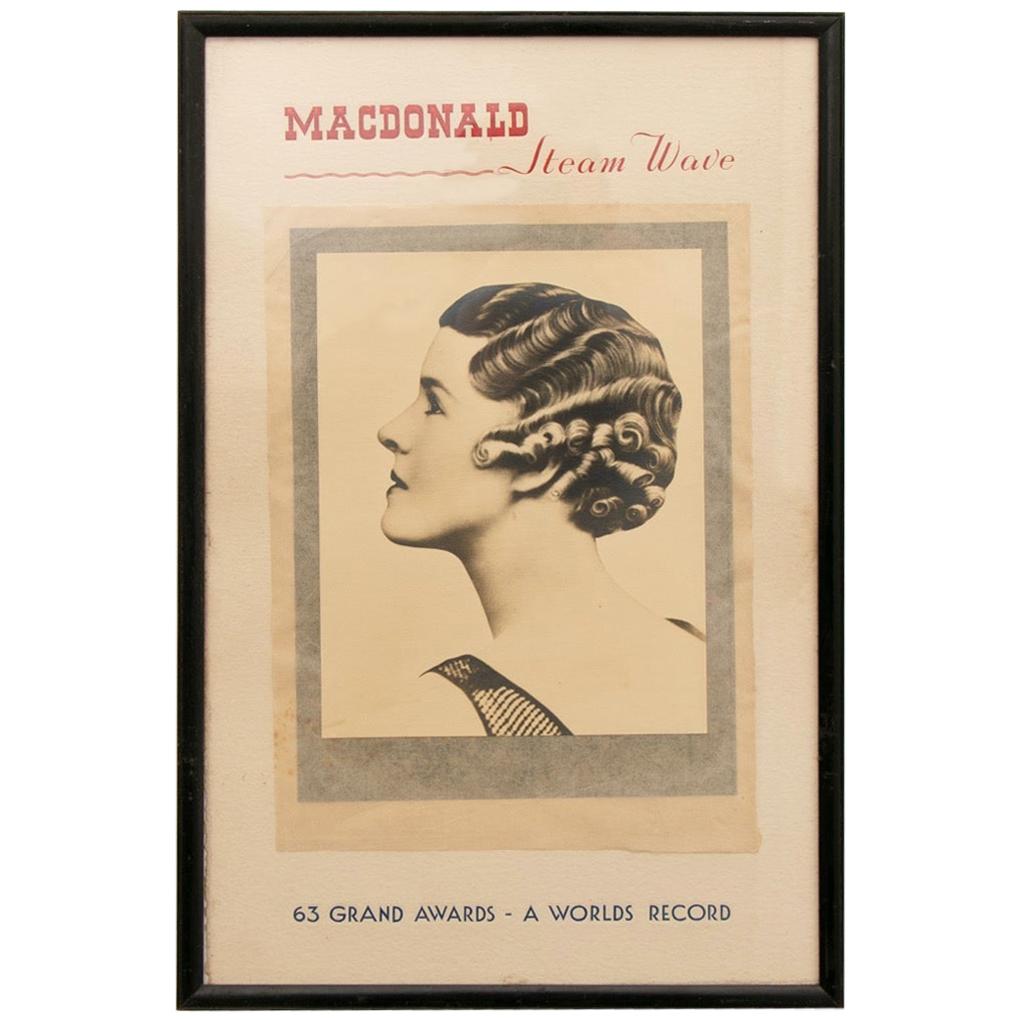 Art Deco Photographic Poster of MacDonald Hair Steam System Advertisement For Sale