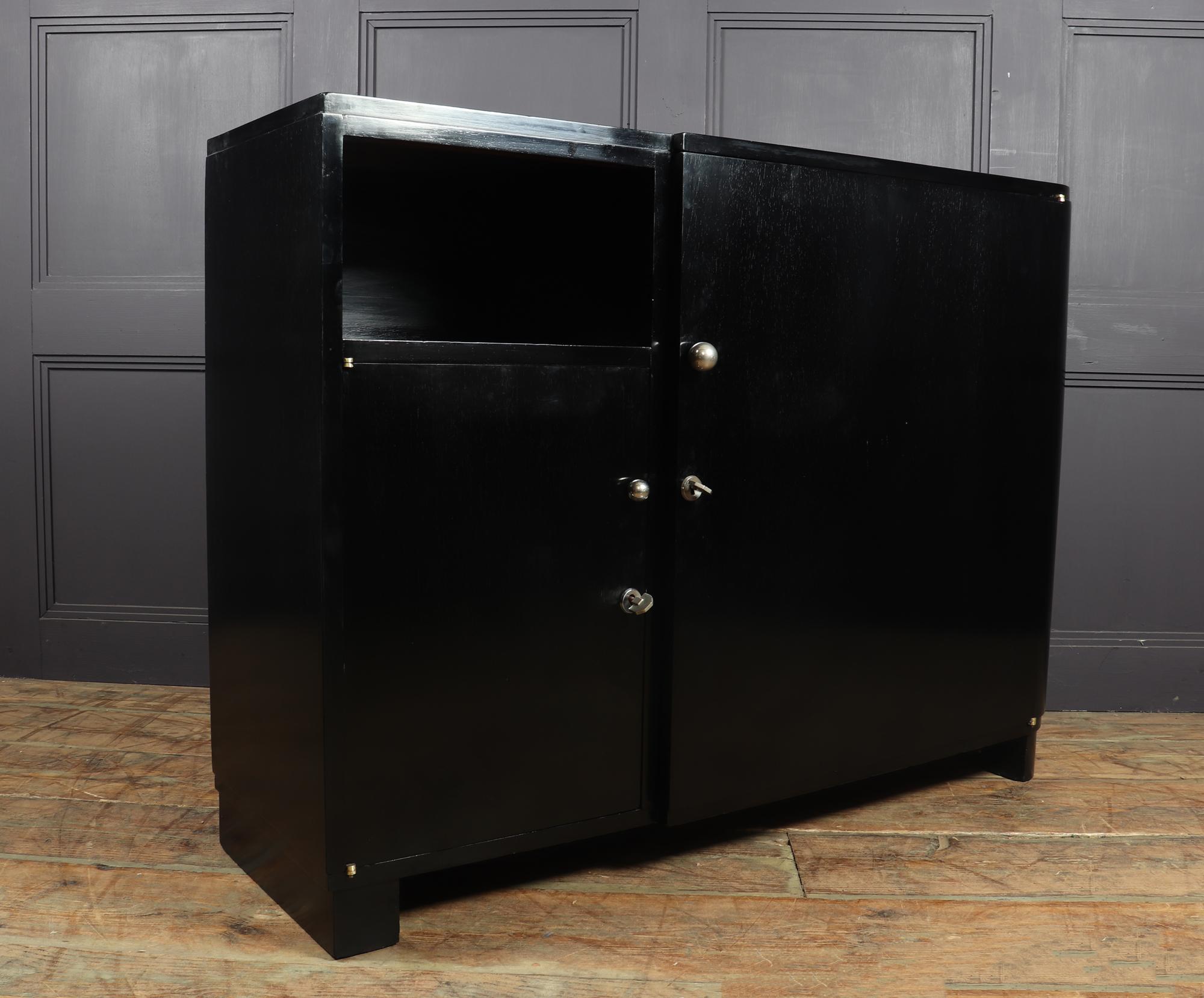 Art Deco Piano Black Lacquer Sideboard, c1930 3