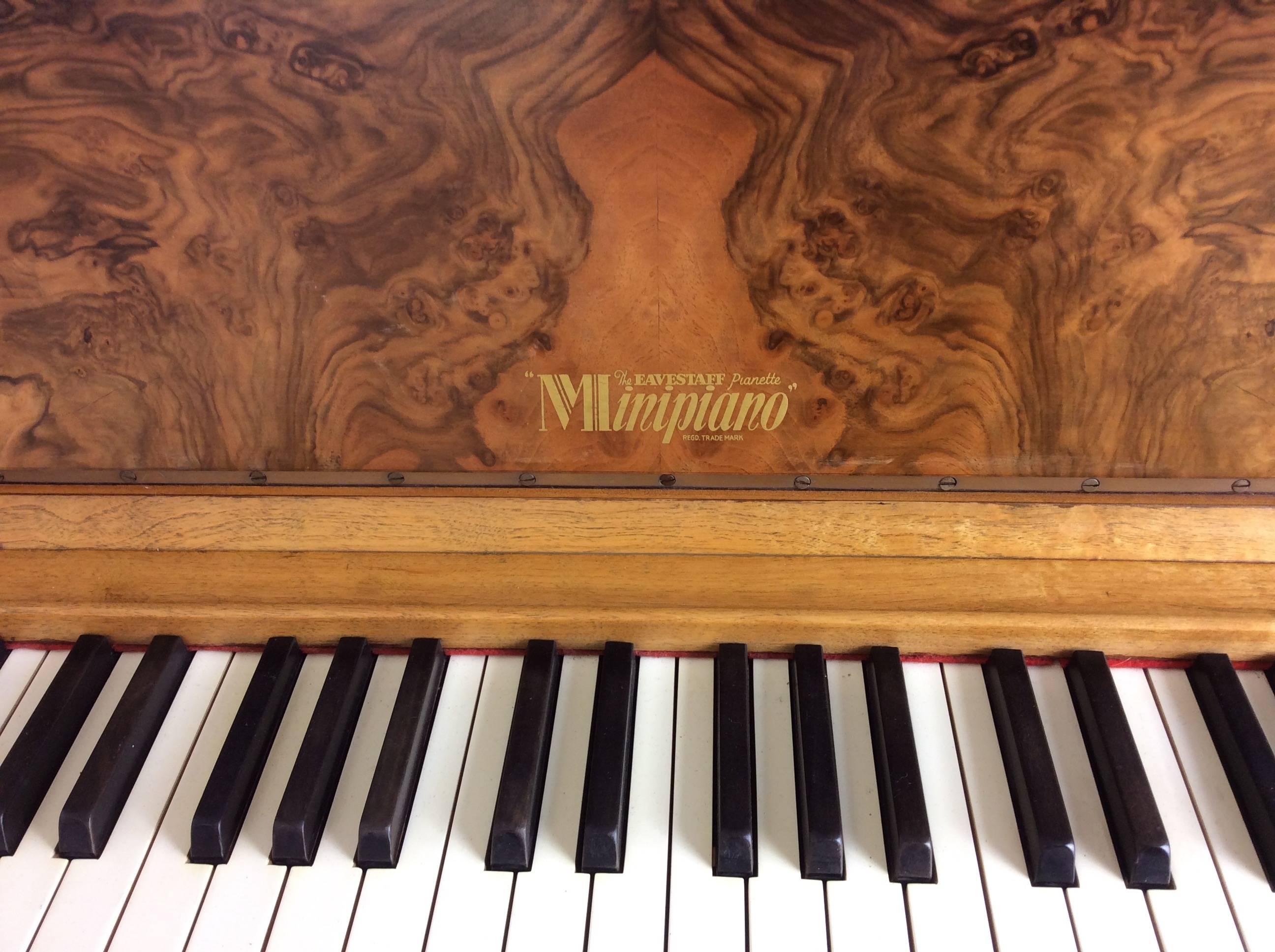 20th Century Art Deco Piano by Eavestaff in a Stunning Figured Walnut