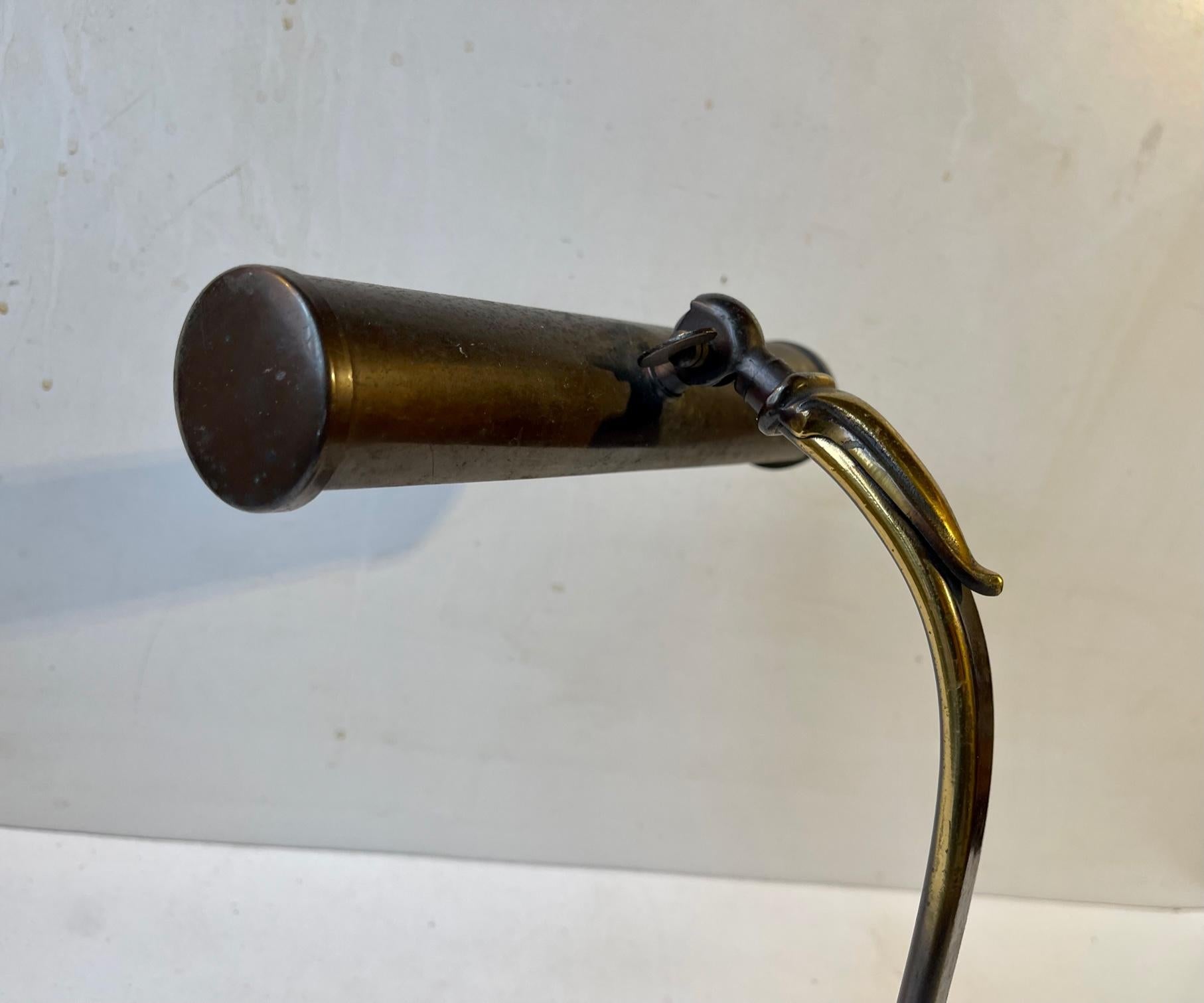 Patinated Art Deco Piano Lamp in Brass, Scandinavian 1930s For Sale