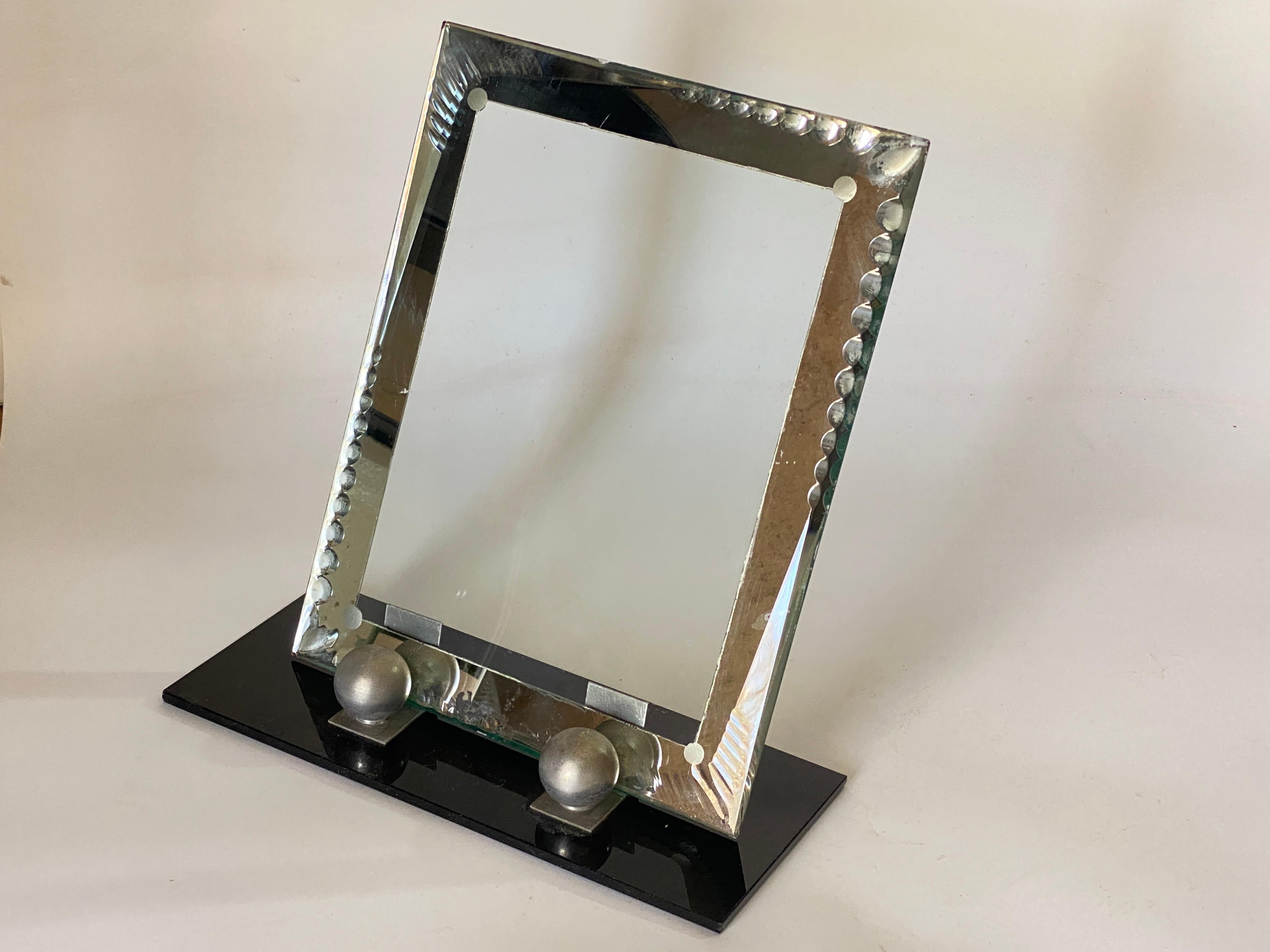 Art Deco Picture Frame Back bakelite and bevelded Mirror, France Circa 1935 For Sale 4