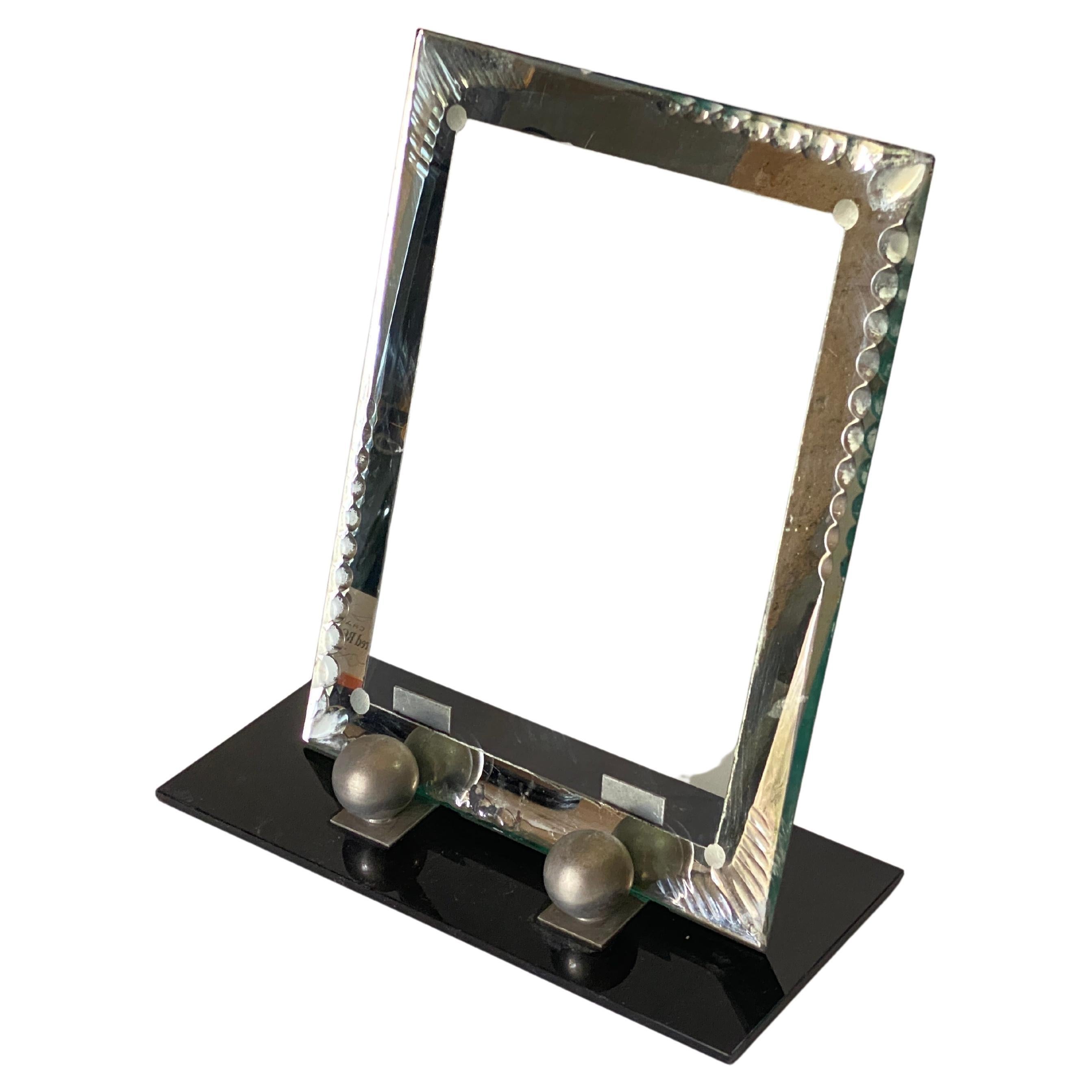 Art Deco Picture Frame Back bakelite and bevelded Mirror, France Circa 1935