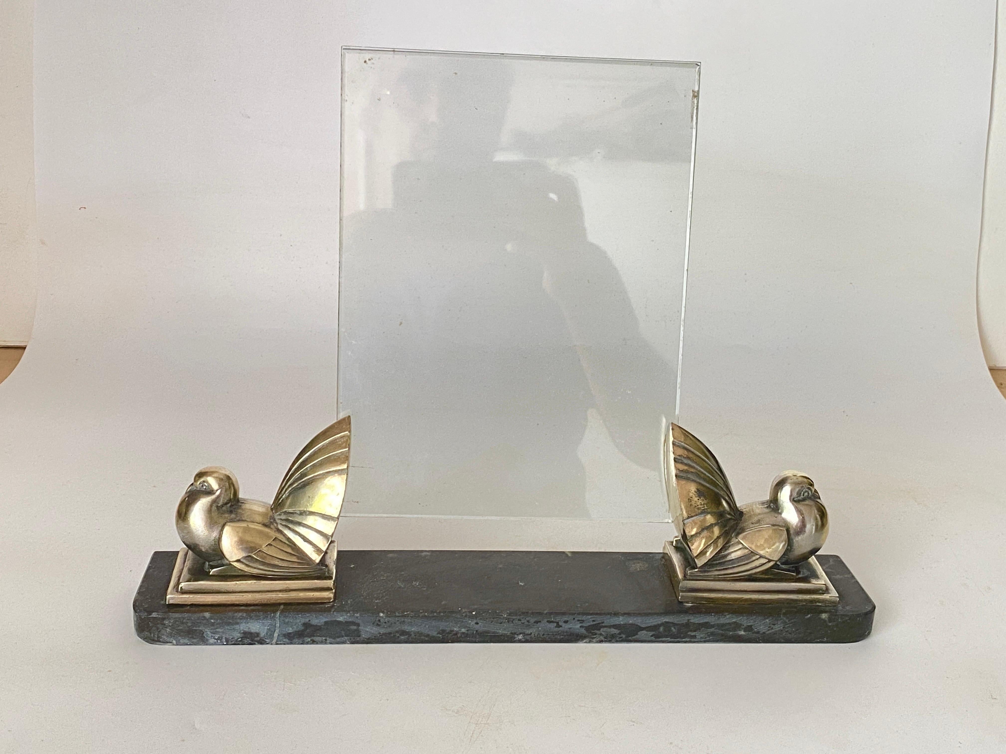 Art Deco Picture Frame Black Marble and brass Sculpture France Circa 1935 For Sale 5