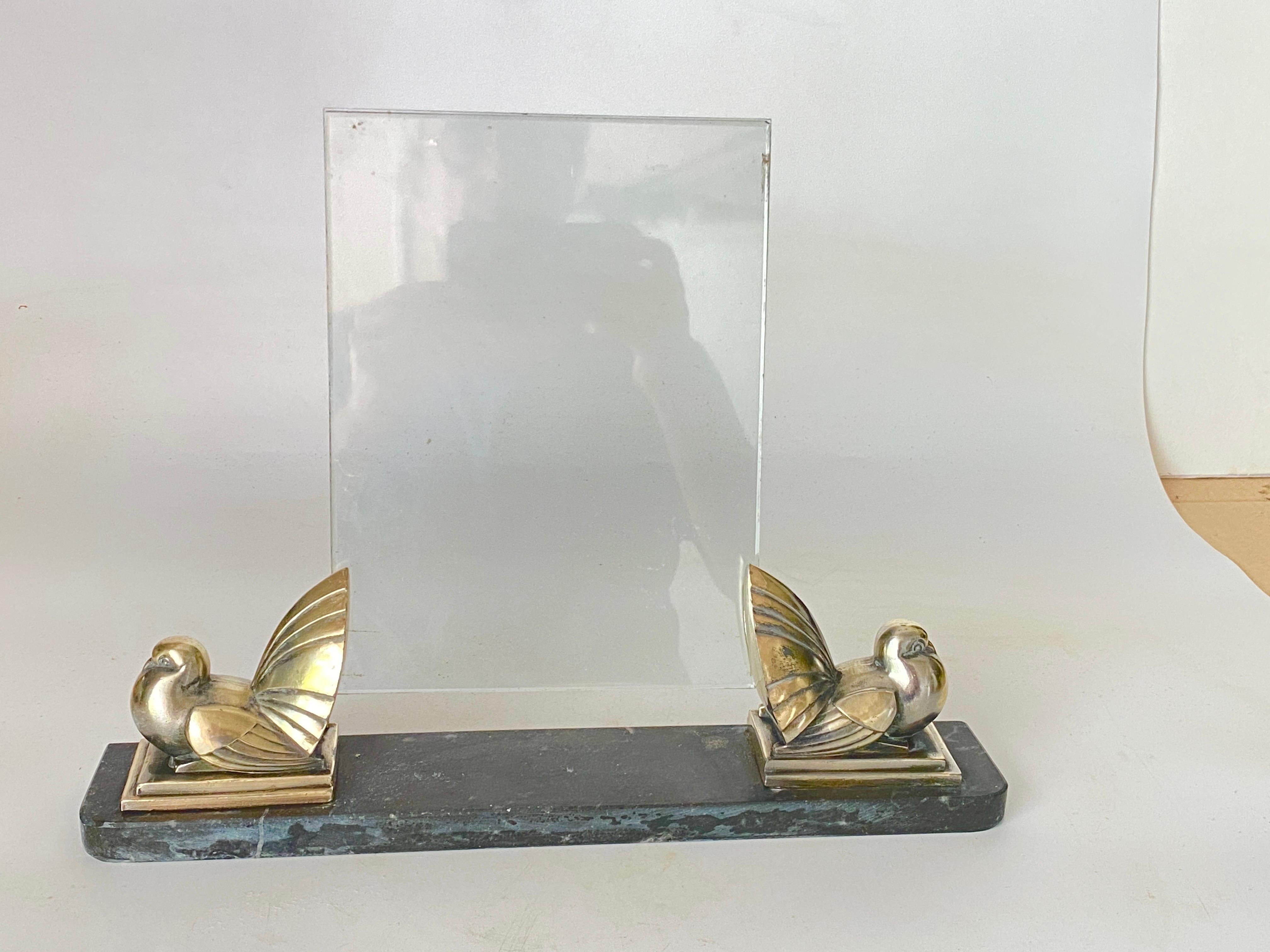 Art Deco Picture Frame Black Marble and brass Sculpture France Circa 1935 For Sale 8