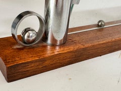 Art Deco Picture Frame brown Wood and Chrome Structure Mirror, France Circa 1935