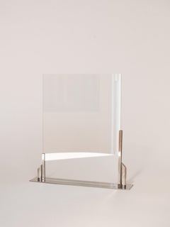 Art Deco Picture Frame - Chromed Metal base with two Glasses - France 1930s