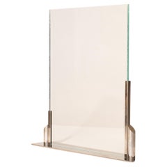 Art Deco Picture Frame - Chromed Metal base with two Glasses - France 1930s