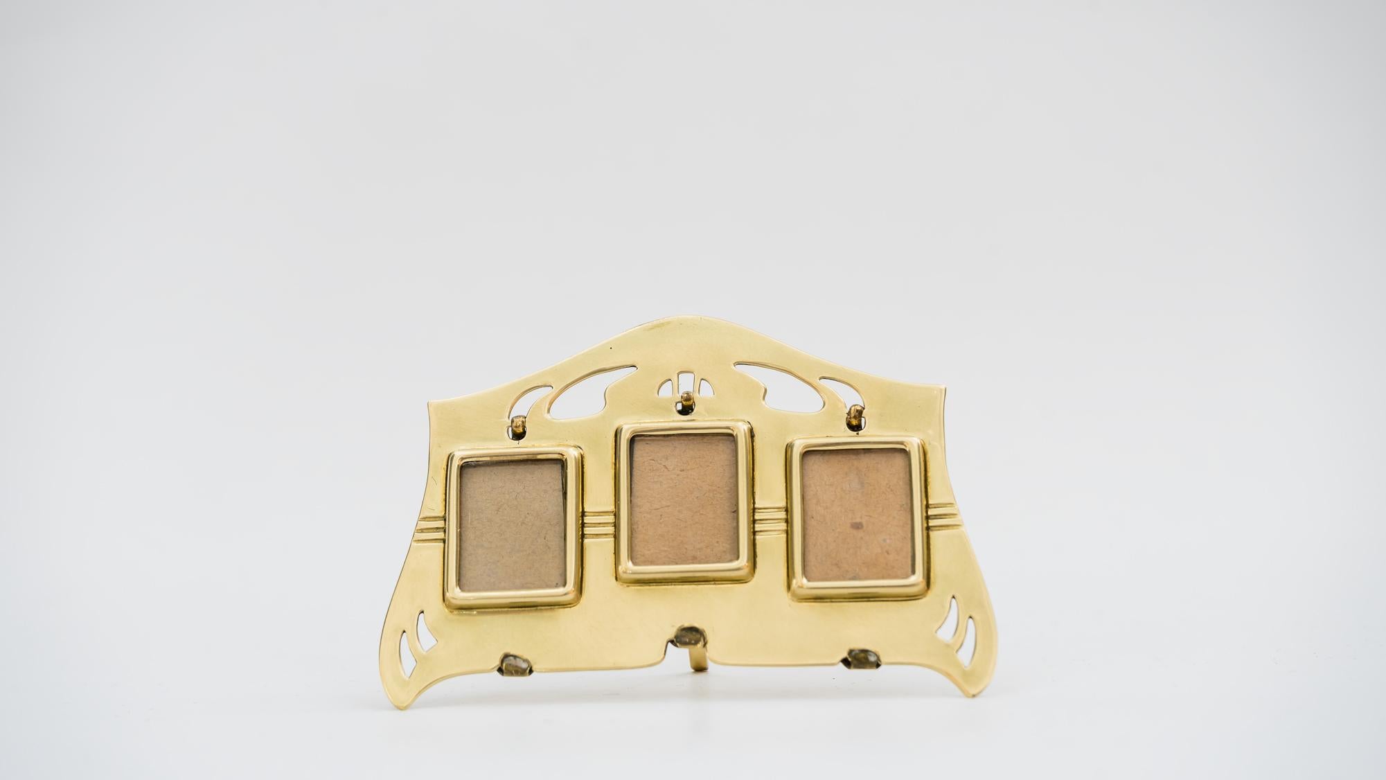 Early 20th Century Art Deco Picture Frame for 3 Portraits Photographs, Vienna, circa 1920s