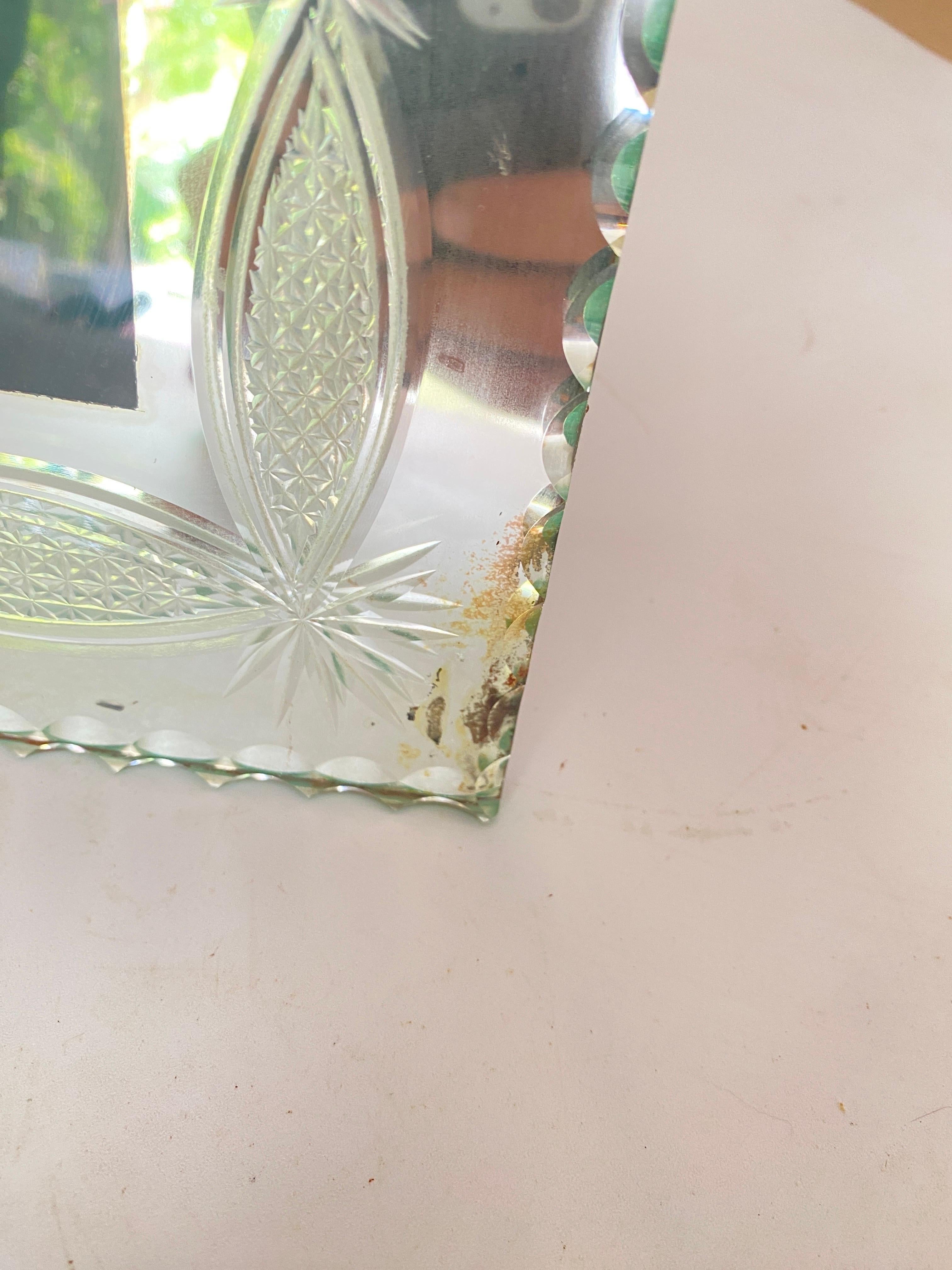 Art Deco Picture Frame in abgeschrägten Spiegel Frankreich CIRCA 1935 Grüne Farbe (Art déco) im Angebot