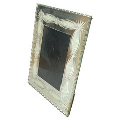 Vintage Art Deco Picture Frame in bevelded Mirror France Circa 1935 Green Color