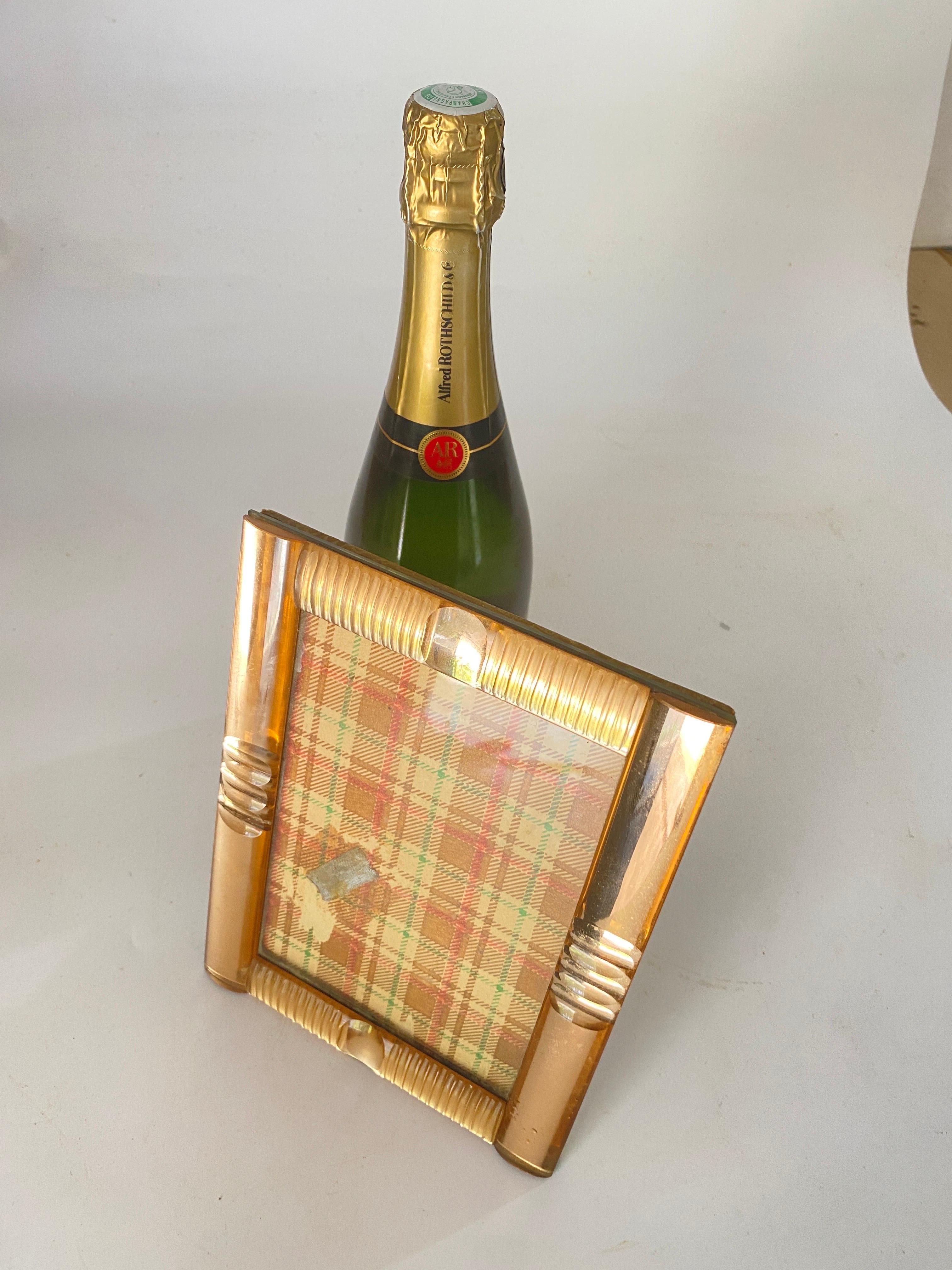 French Art Deco Picture Frame in Pink Color Mirror France Circa 1930 For Sale