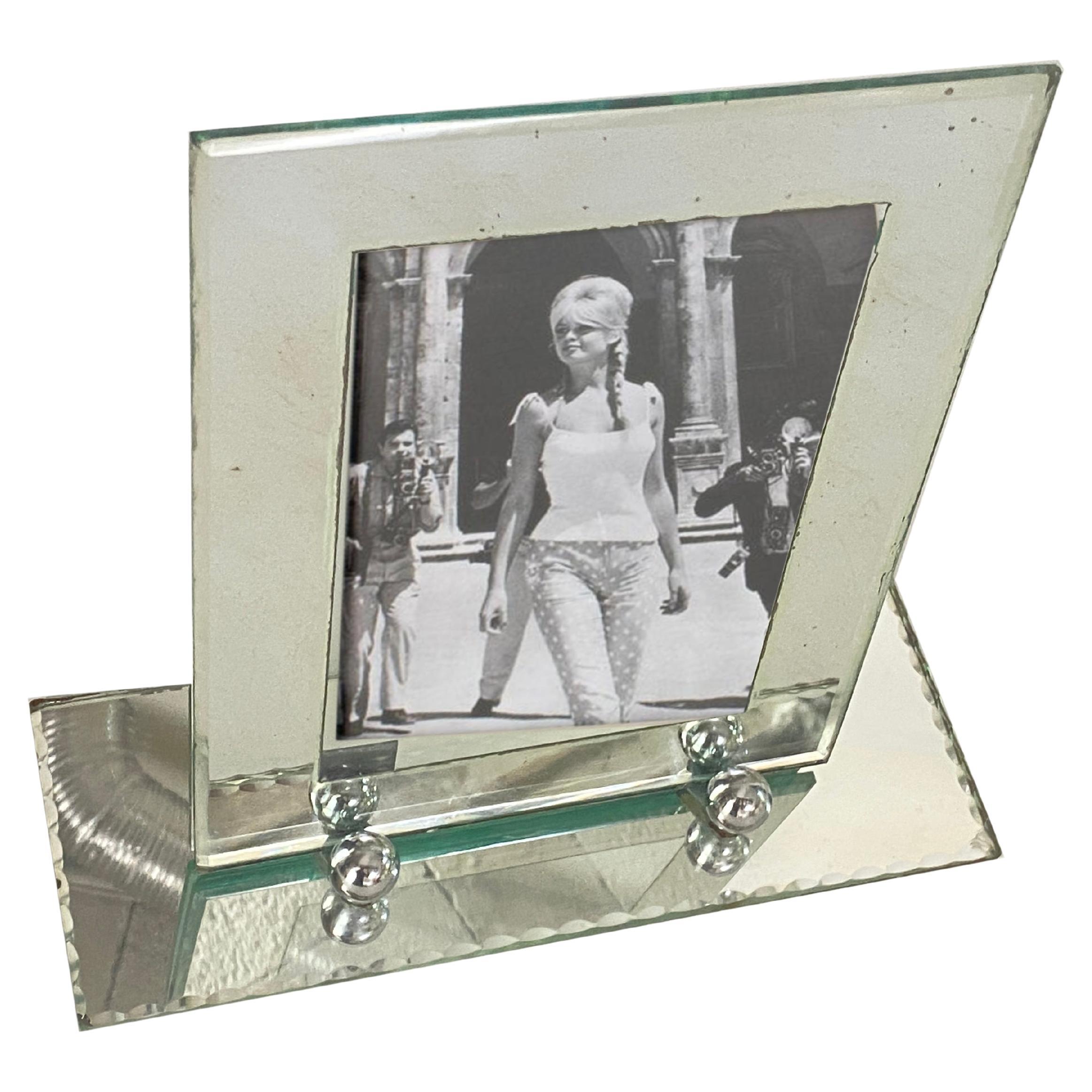 Art Deco Picture Frame Saint Gobain bevelded Mirror, France Circa 1935 For Sale