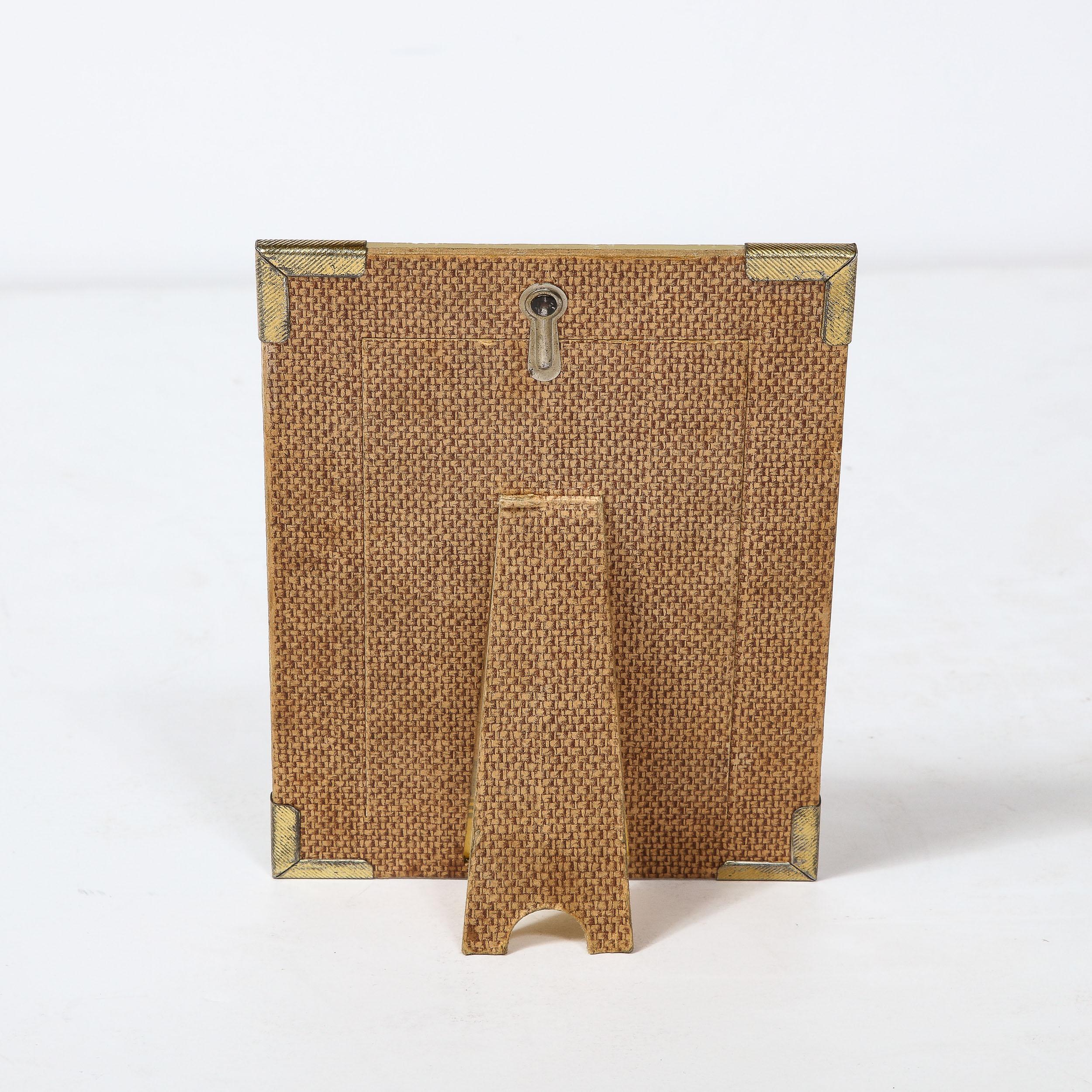Art Deco Picture Frame with Black and Cream Linear Detailing & Chrome  Corners 2