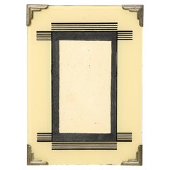 Art Deco Picture Frame with Black and Cream Linear Detailing & Chrome Corners
