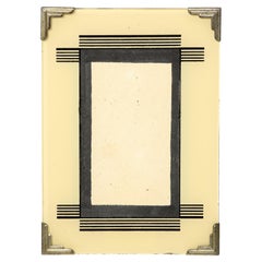 Art Deco Picture Frame with Black and Cream Linear Detailing & Chrome  Corners 