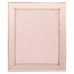 Cadre photo Art déco avec détails gravés à l'envers en verre rose fumé