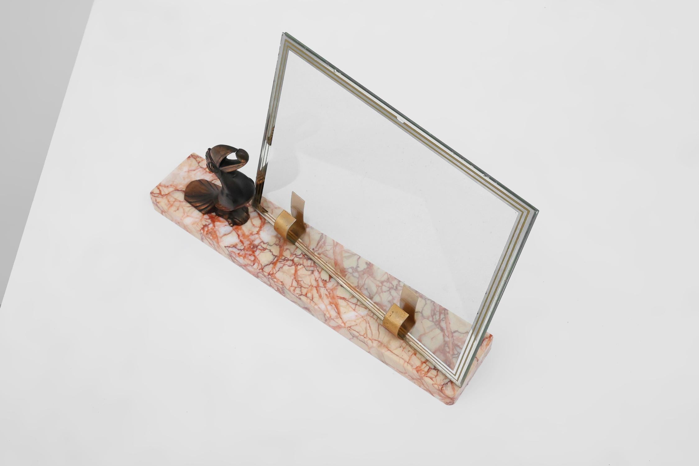 Art Deco Picture Frame with Toucan Sculpture by Guénot, France, circa 1920 For Sale 4