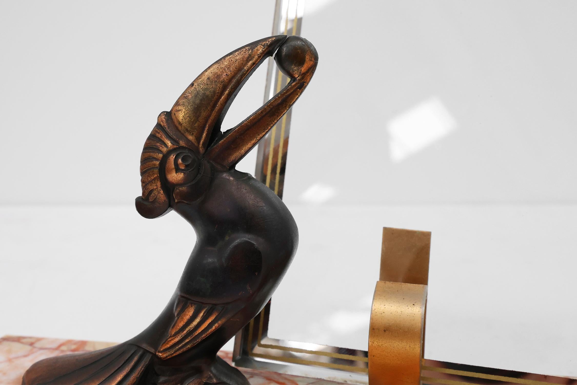 Art Deco Picture Frame with Toucan Sculpture by Guénot, France, circa 1920 For Sale 1