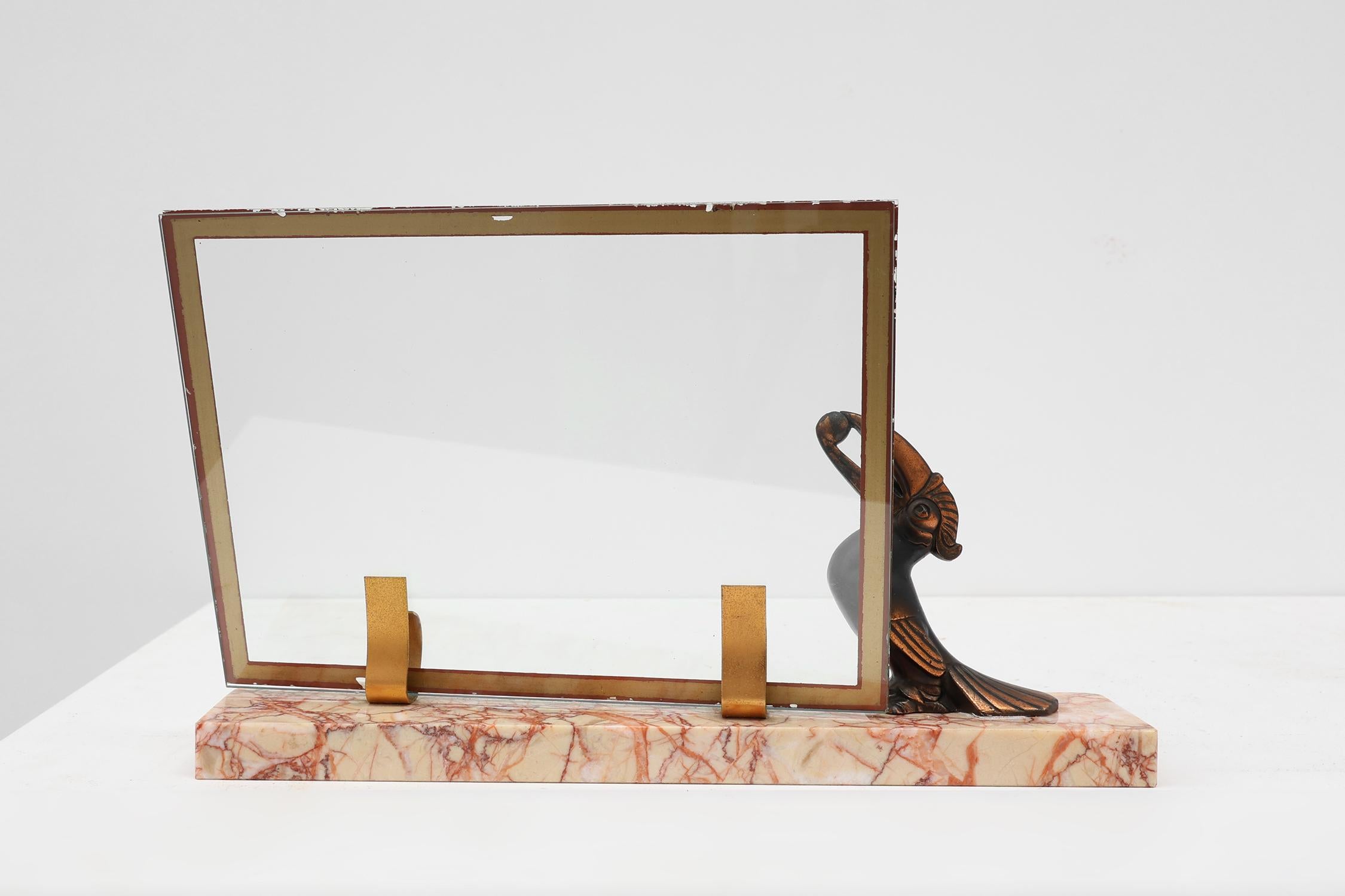 Art Deco Picture Frame with Toucan Sculpture by Guénot, France, circa 1920 For Sale 3