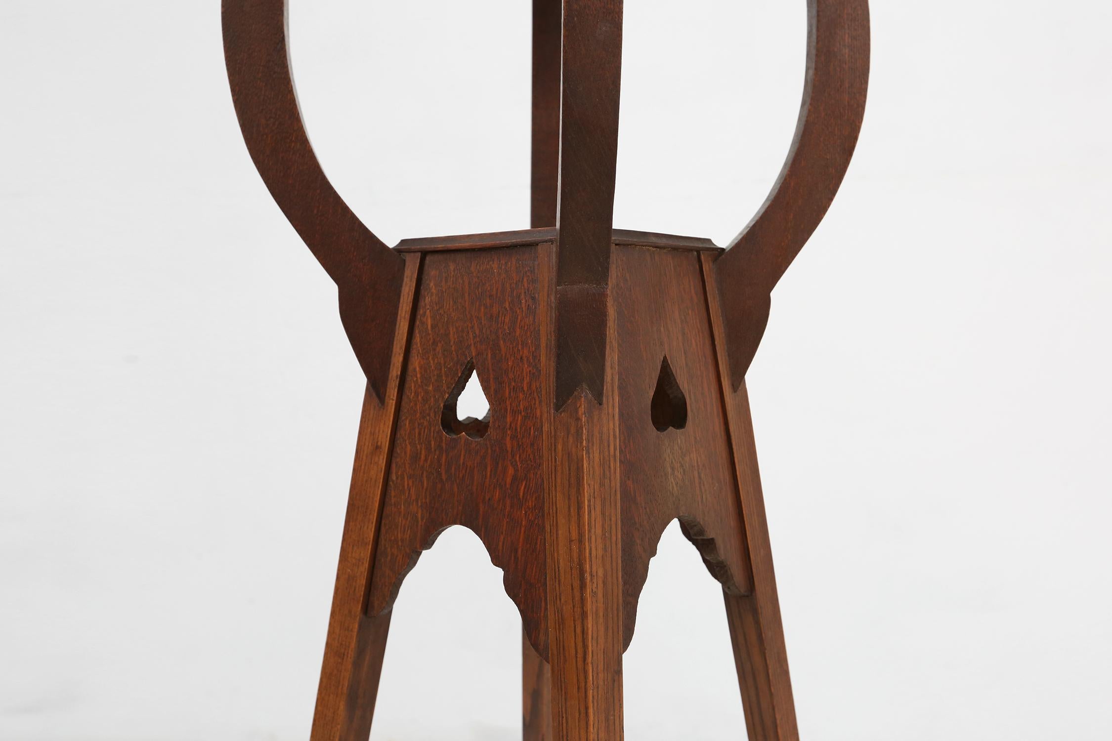 French Art deco piedestal or console table in oak, France ca. 1940 For Sale