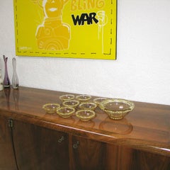 Art Deco Pierre D'Avesn Amber Glass Fruit Service