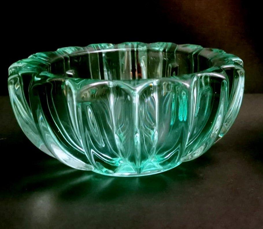 Art Deco Pierre D'Avesn Green Molded Glass Bowl For Sale 10