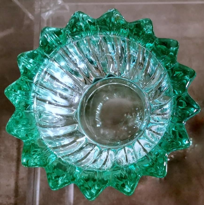 Bol en verre moulé vert Art Déco Pierre D'Avesn  Bon état - En vente à Prato, Tuscany