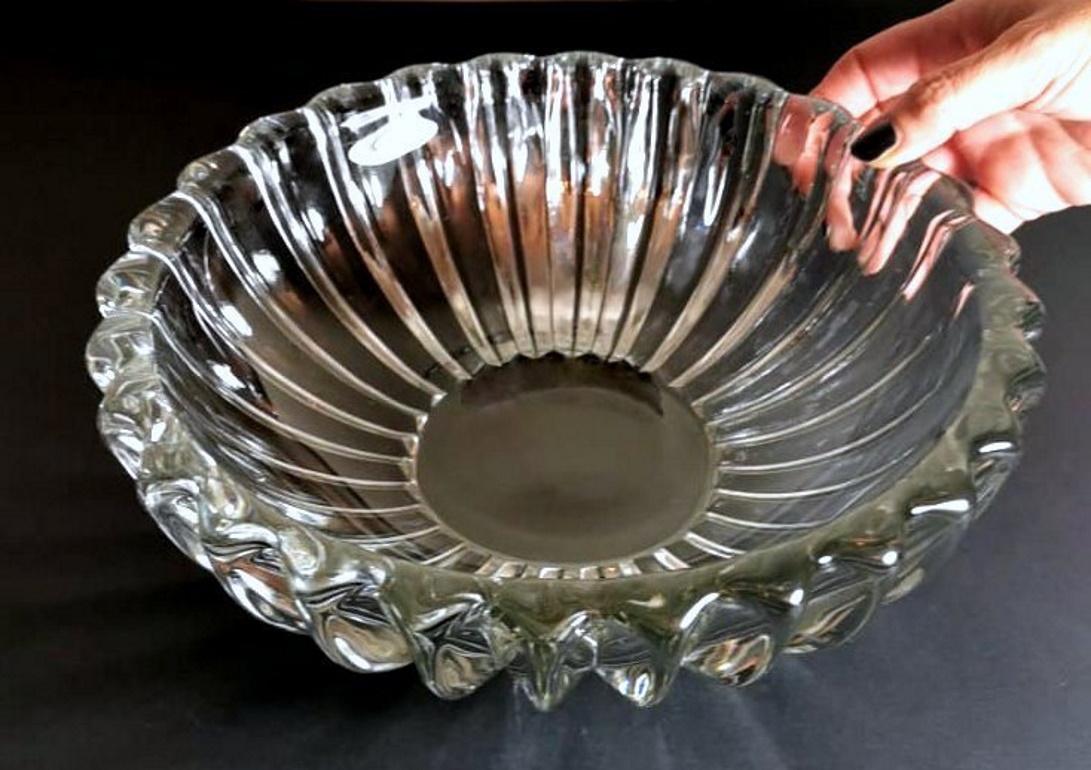 Art Deco Pierre D'Avesn Molded Glass Bowl, France, 1930-1935 11