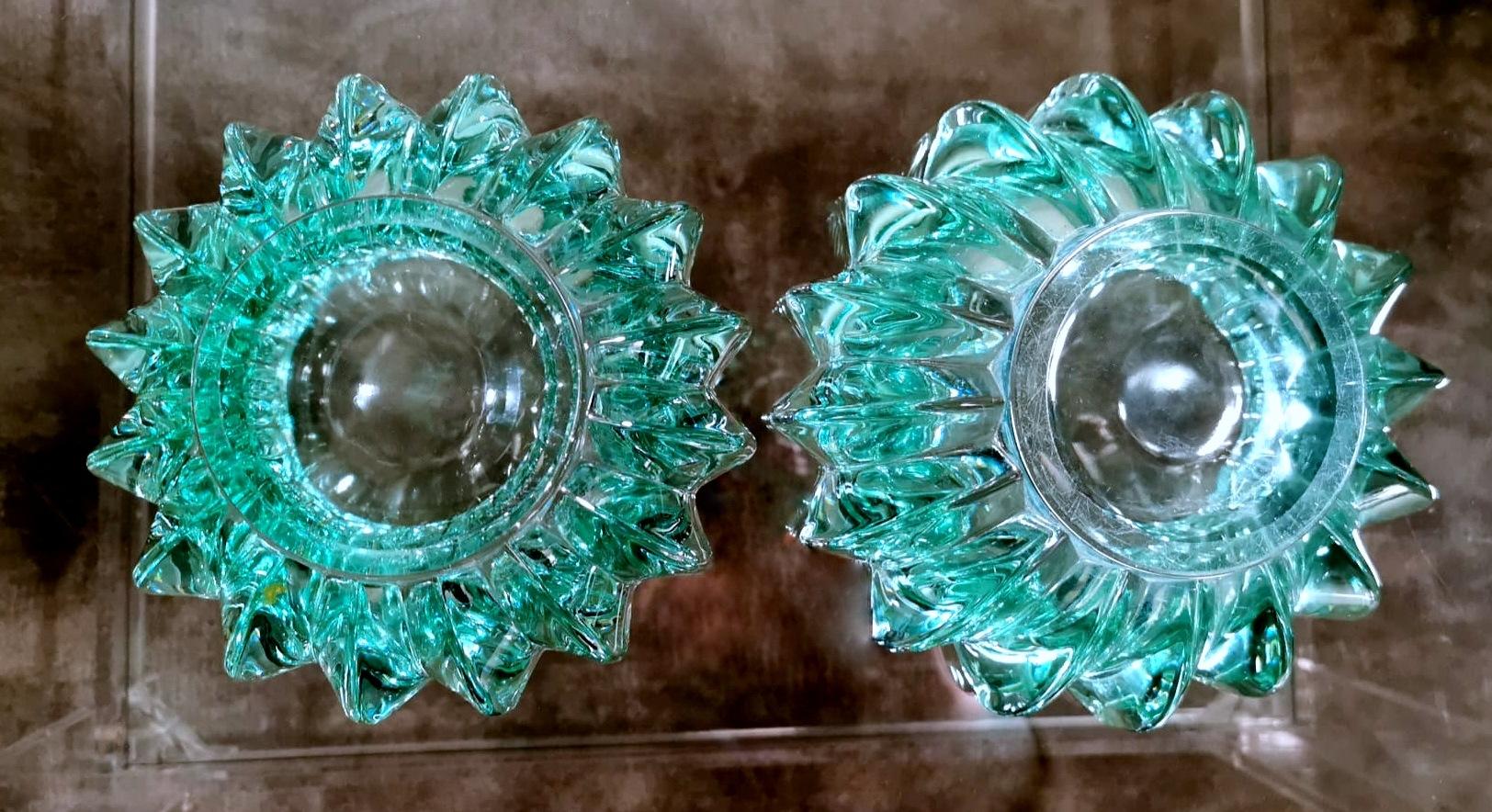 Art Deco Pierre D'Avesn Pair of Green Molded Glass Bowls 5