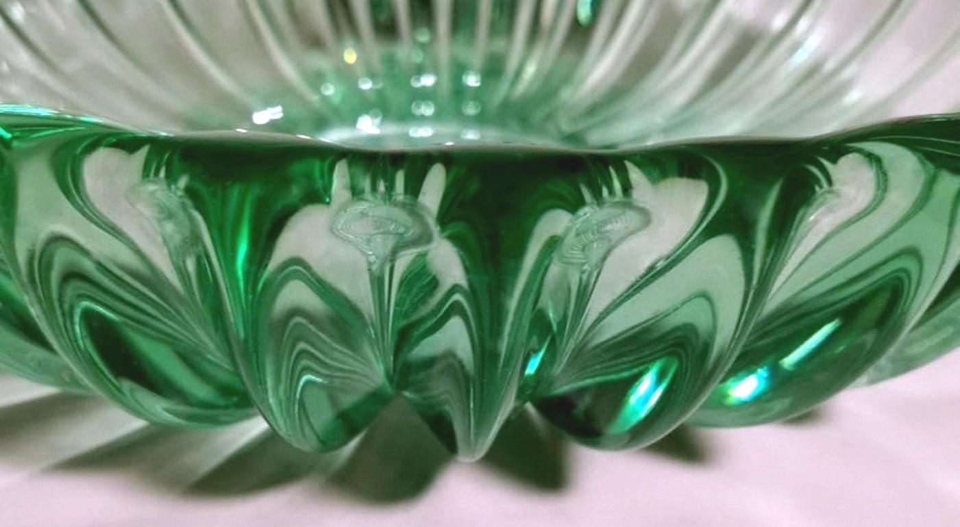 Art Deco Pierre D'Avesn Style French Bowl Green Molded Glass 4