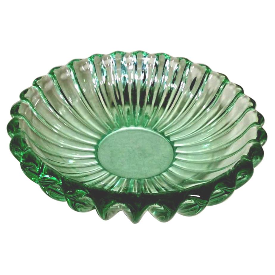 Art Deco Pierre D'Avesn Style French Bowl Green Molded Glass