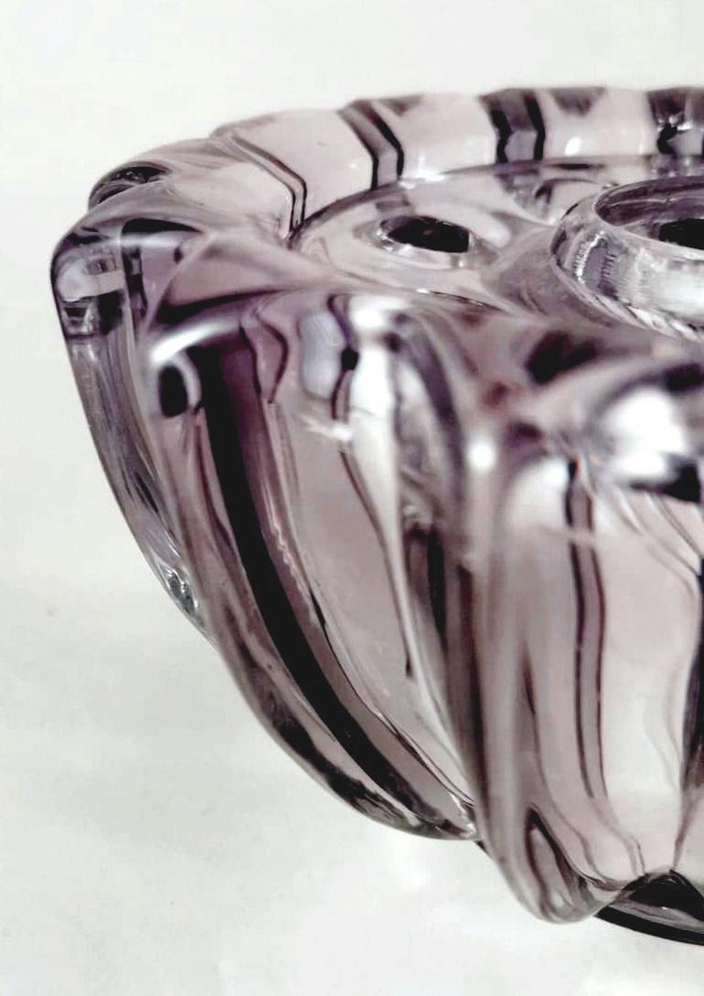 Art Deco Pierre D'Avesn Violet Molded Glass Flower Bowl 6