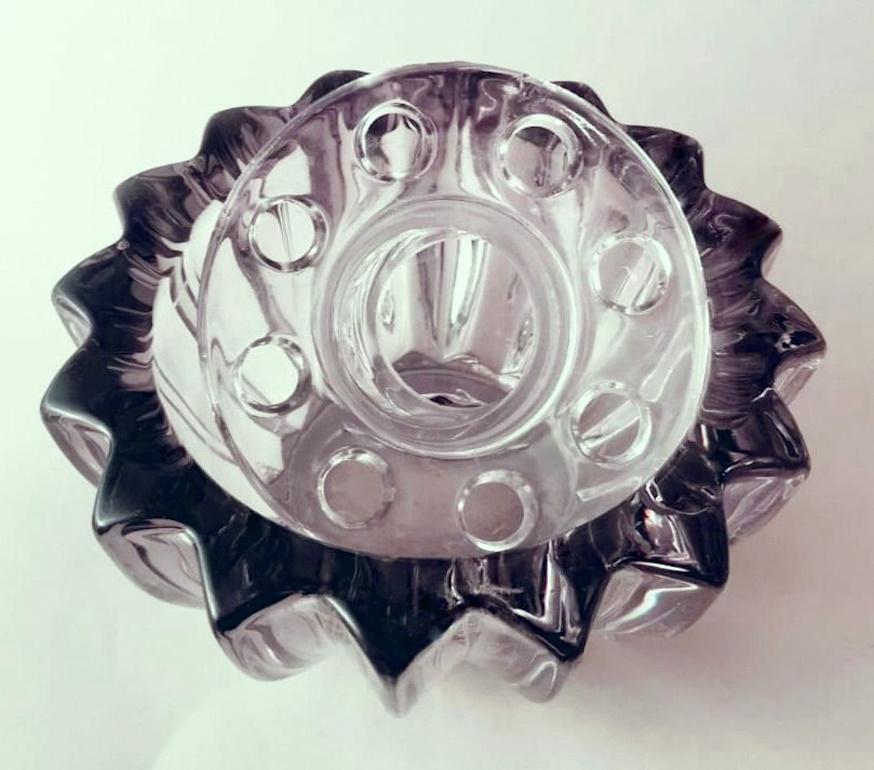 Art Deco Pierre D'Avesn Violet Molded Glass Flower Bowl 8