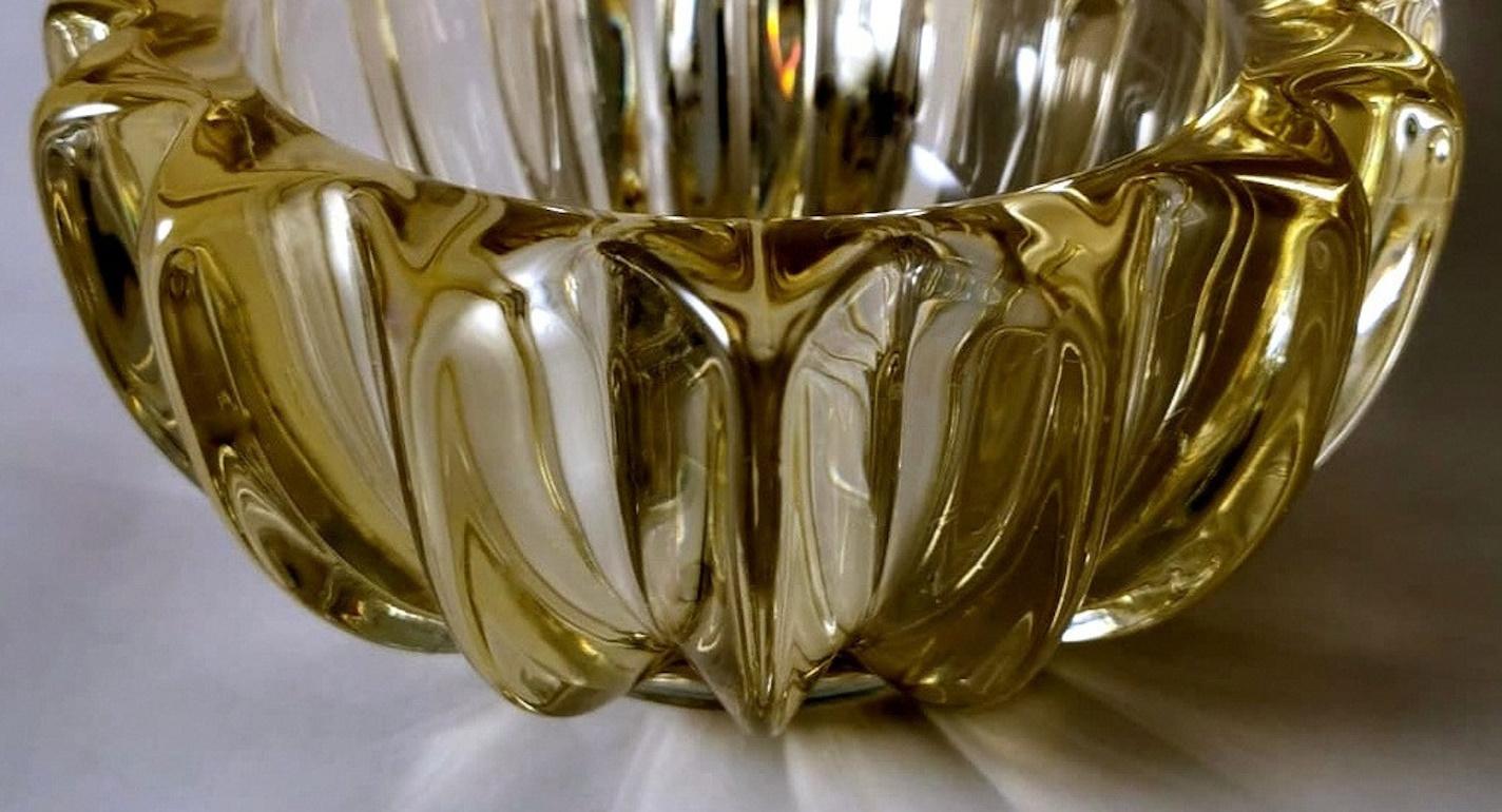 Art Deco Pierre D'Avesn Yellow Molded Glass Flower Bowl.  For Sale 8