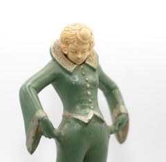 Art Deco Pierrette Figurine Sculpture by Josef Lorenzl Jade ashtray, 1925
