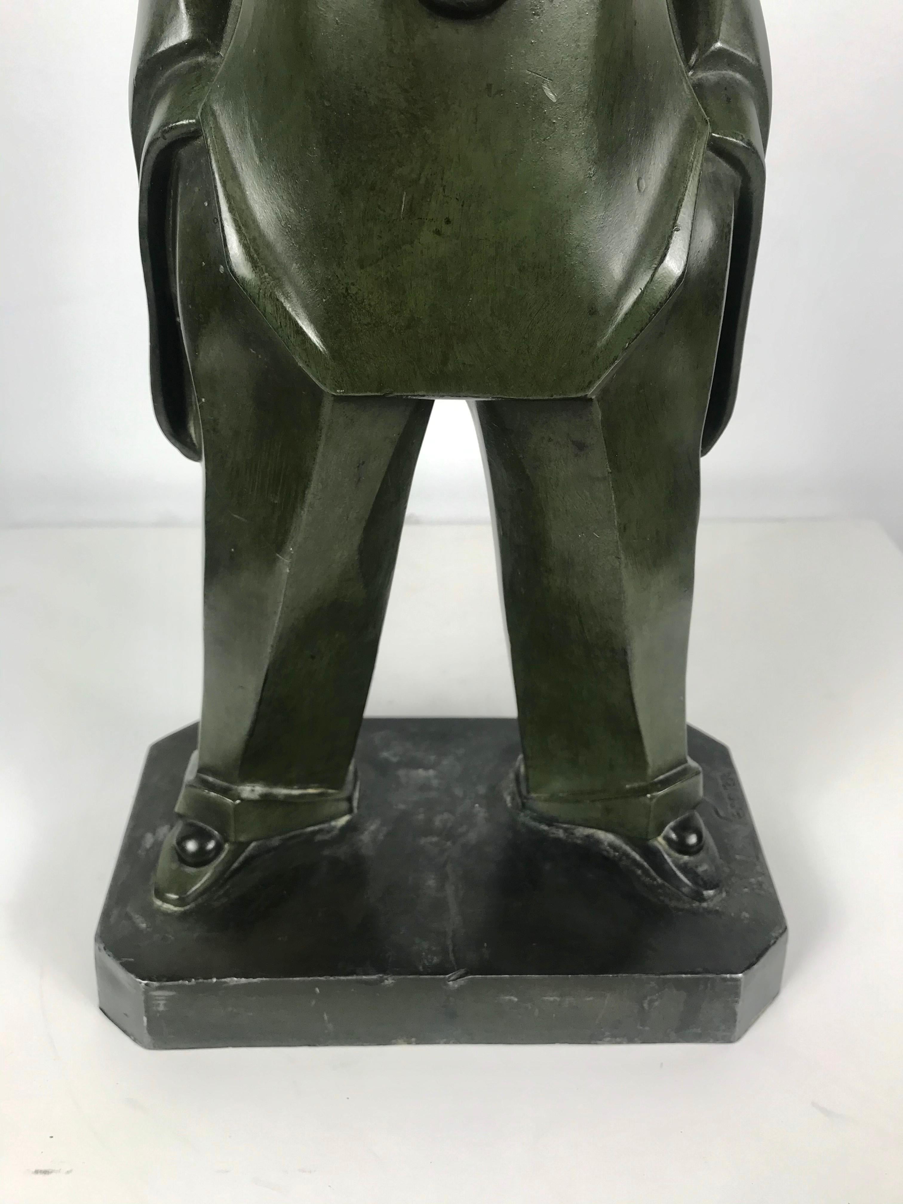 Art Deco Pierrot Bronze by Max Le Verrier, France, 1930 In Excellent Condition In Buffalo, NY