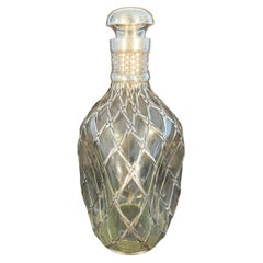 Art Deco Pinch Decanter with Japanese Woven Wirework Wrapping, Marked Silver 950