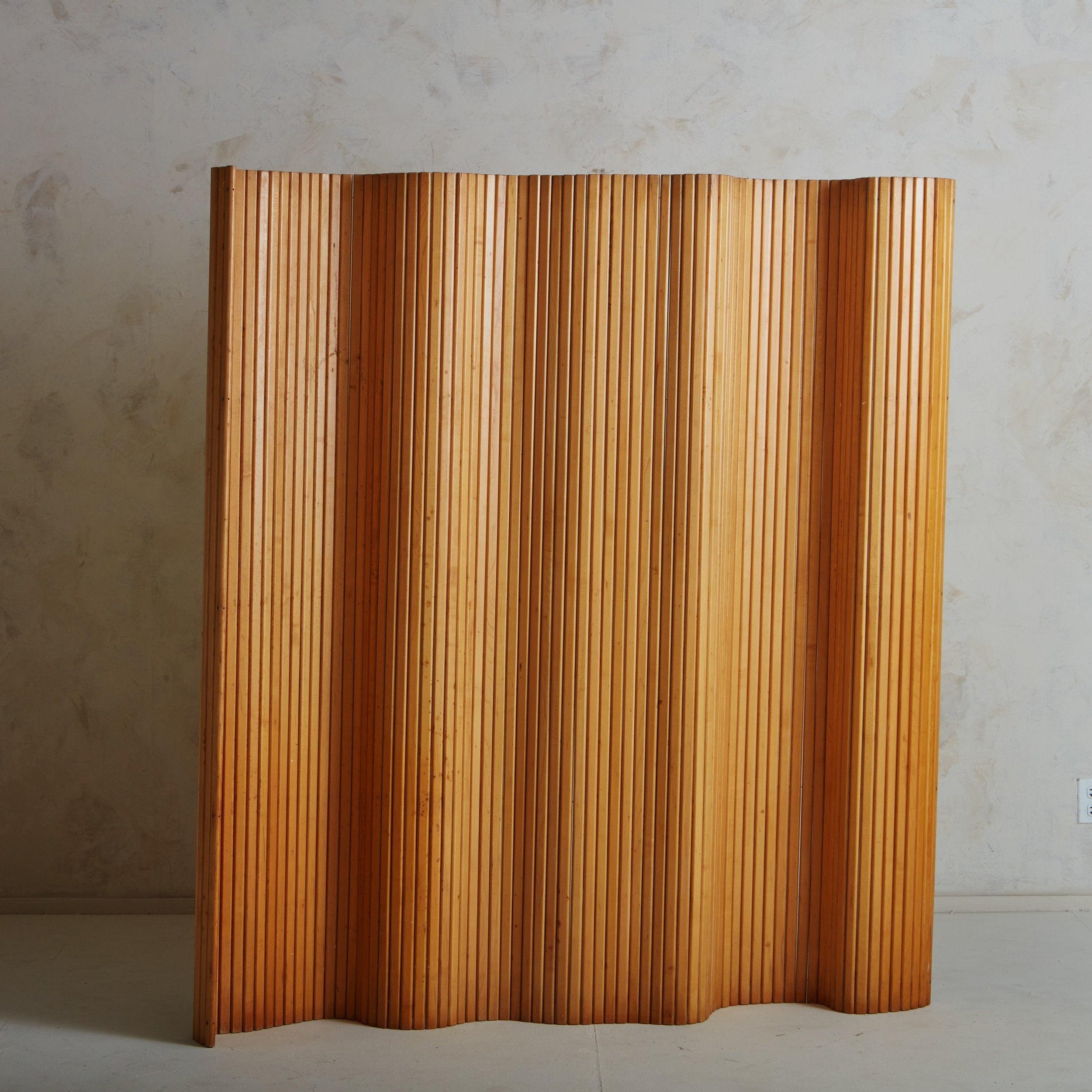 Art Deco Pine Room Divider Attributed to Jomain Baumann, France 1930s 1