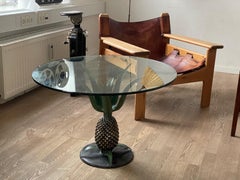 French Art deco Pineapple brass and iron Table by 1970´s