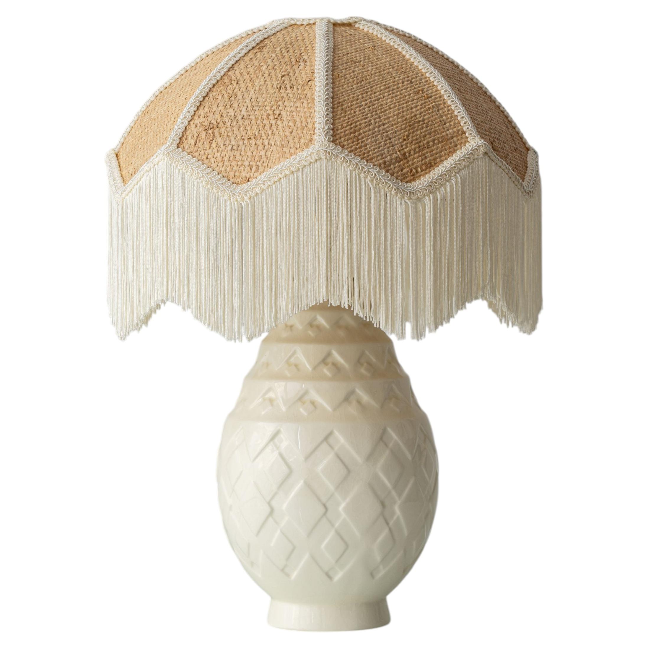 Art Deco Table Lamp by Charles Catteau, Boch Frères Keramis, 1920s, New Shade