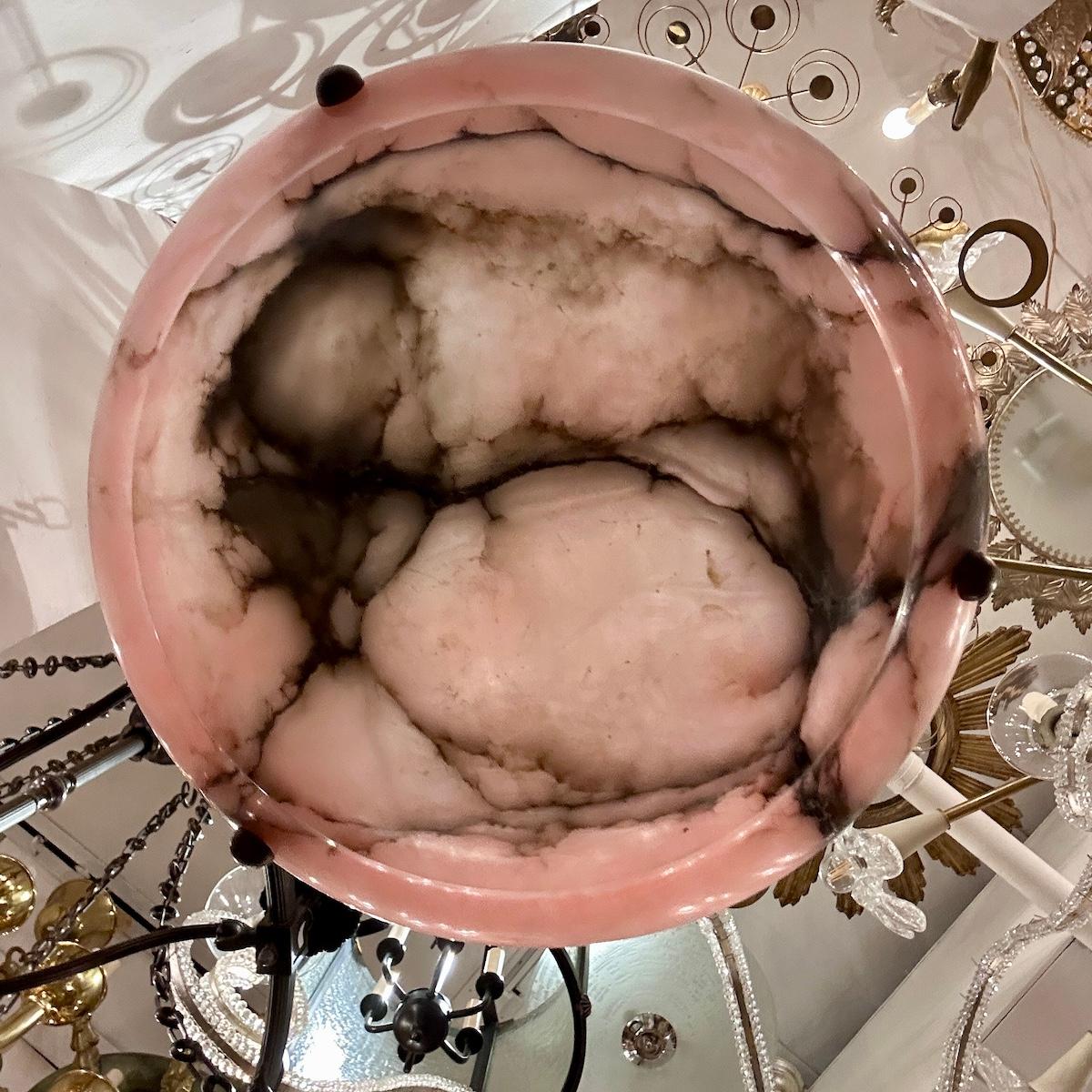 Early 20th Century Art Deco Pink Alabaster Light For Sale