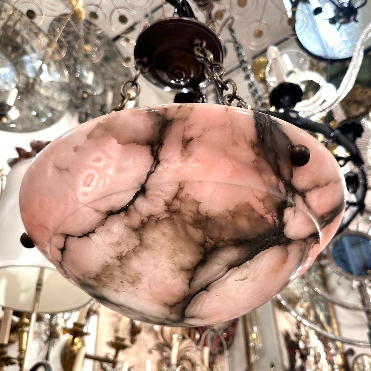 Art Deco Pink Alabaster Light For Sale 1