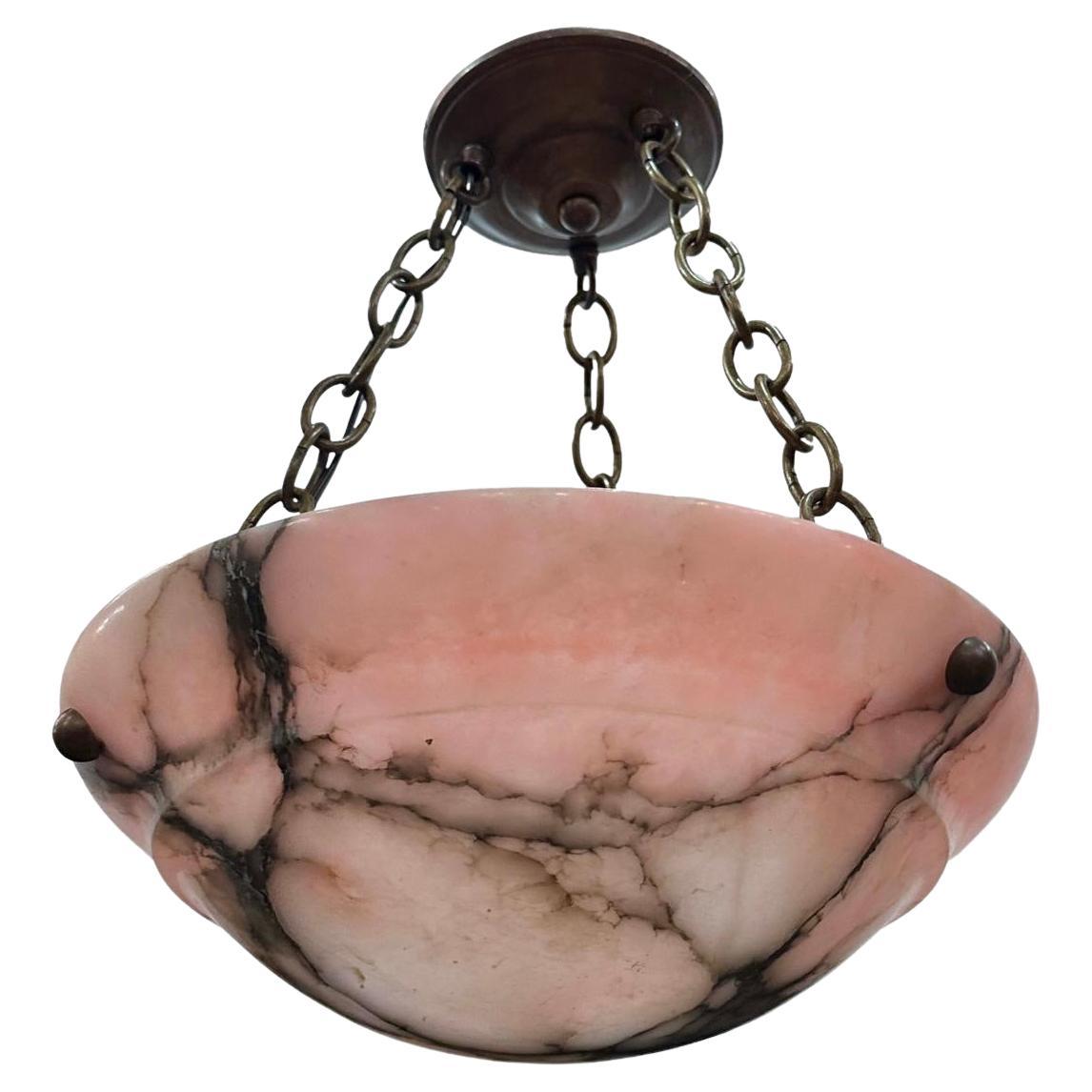 Art Deco Pink Alabaster Light For Sale