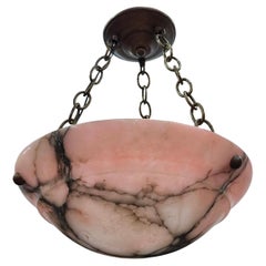 Antique Art Deco Pink Alabaster Light