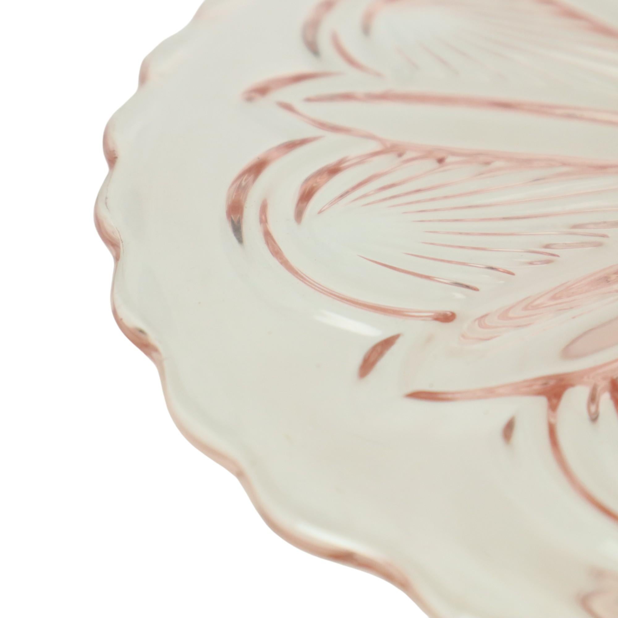 Plato Pastel Art Decó Rosa Plato Pastel Depresión Vidrio 27cm en Excelente estado para la venta en Poperinge, BE
